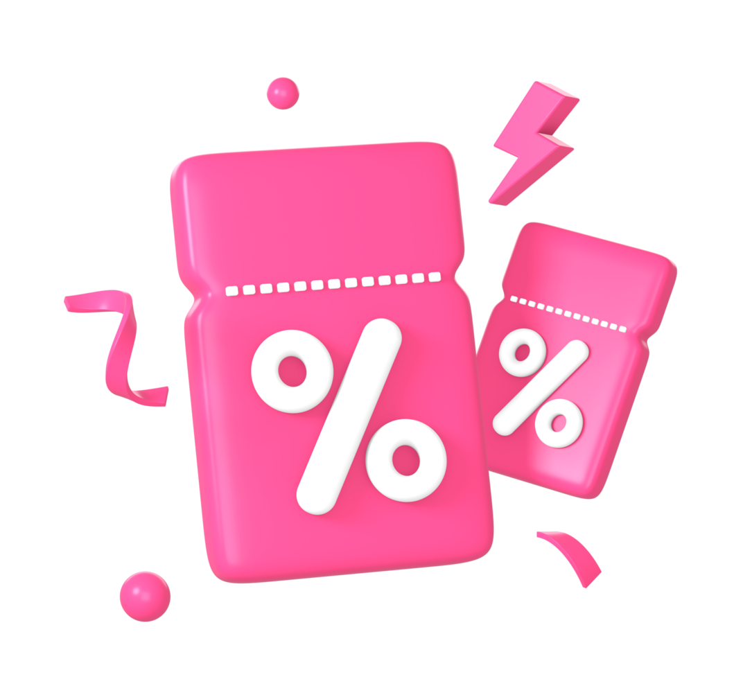 3d promo discount coupon or voucher code icon illustration for UI UX web mobile apps social media ads design png