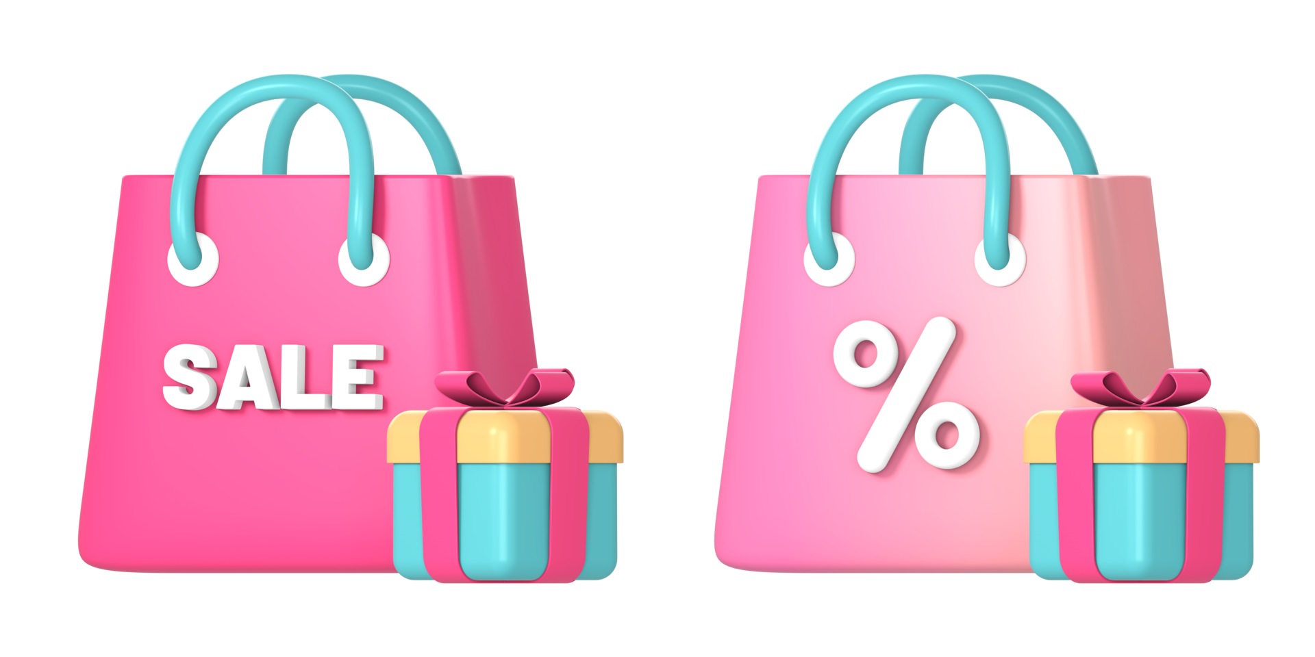 3d shopping bag with discount sale promo gift icon illustration for UI UX web mobile apps social media ads png