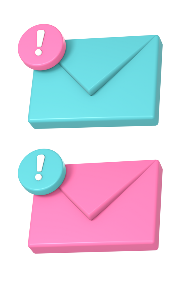 3d mail or email message notification icon illustration for UI UX web mobile apps social media ads design png