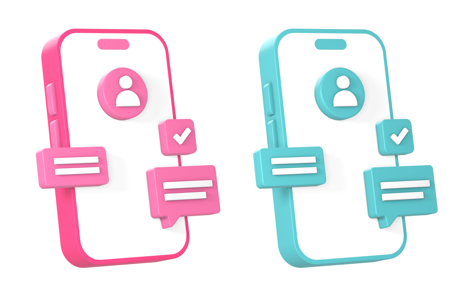 3d online chat using smartphone or phone icon illustration for UI UX web mobile apps social media ads design png