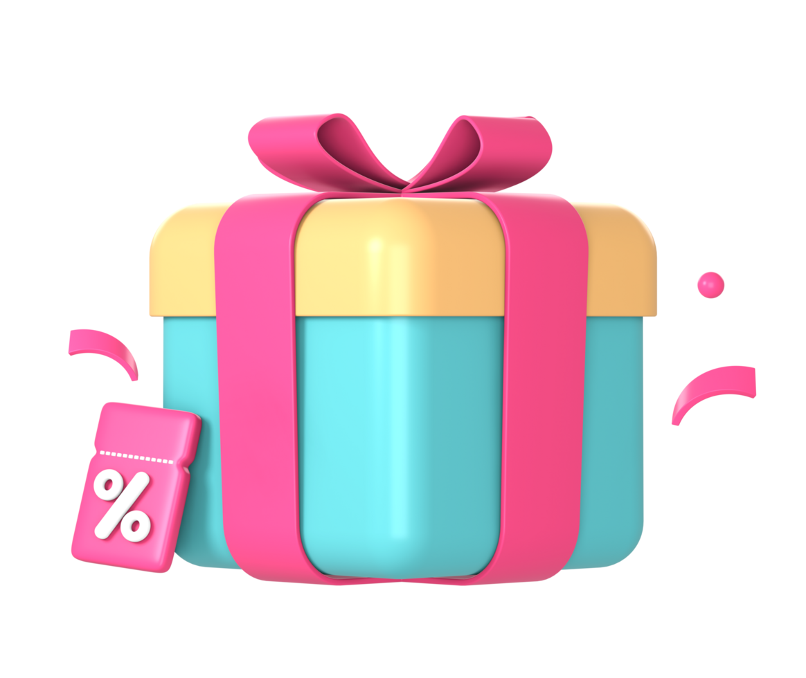 3d gift with promo discount coupon or voucher code icon illustration for UI UX web mobile apps social media ads design png