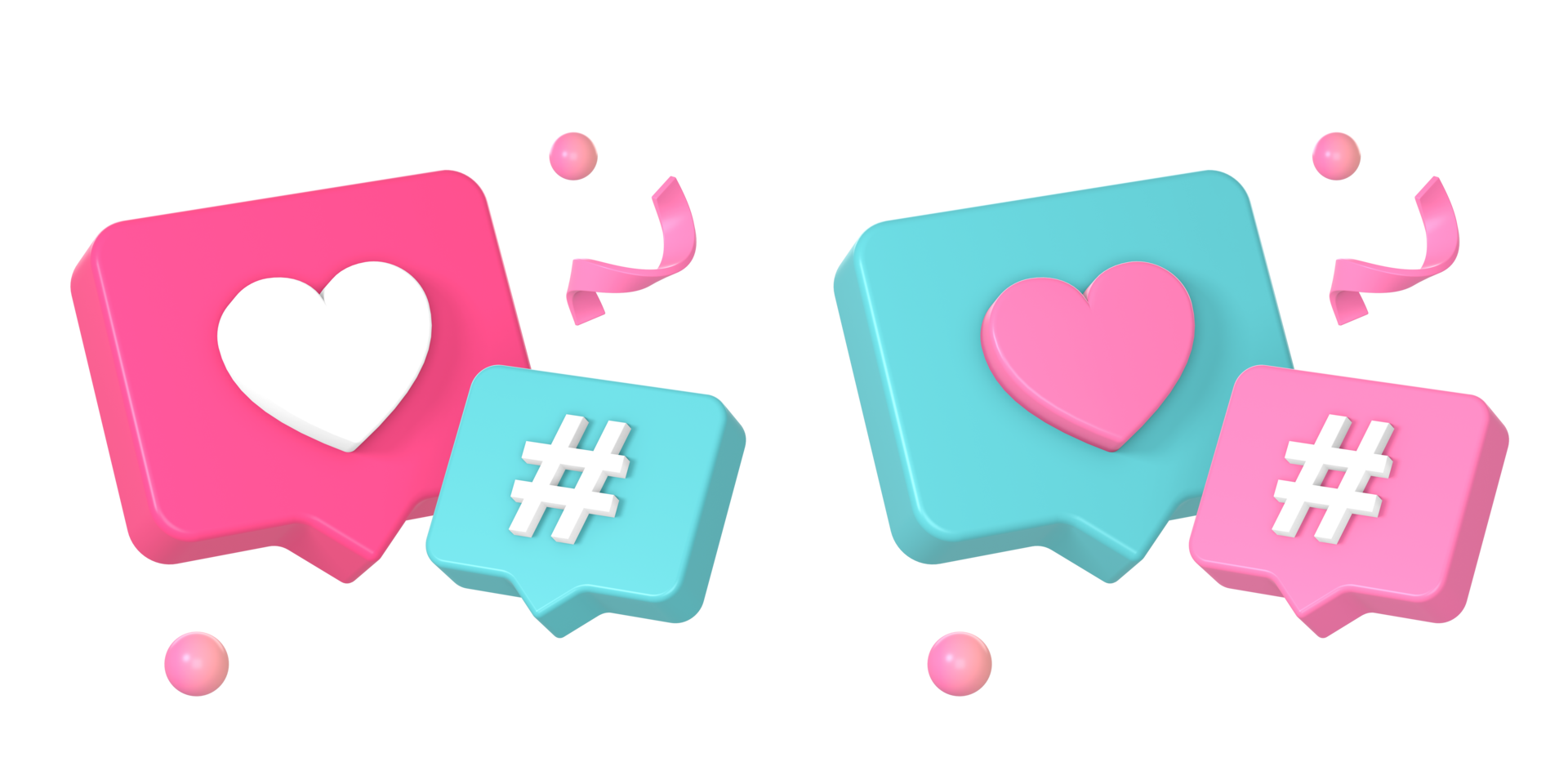 3d sociale media amore o piace con hashtag icona illustrazione per ui UX ragnatela mobile applicazioni sociale media Annunci design png