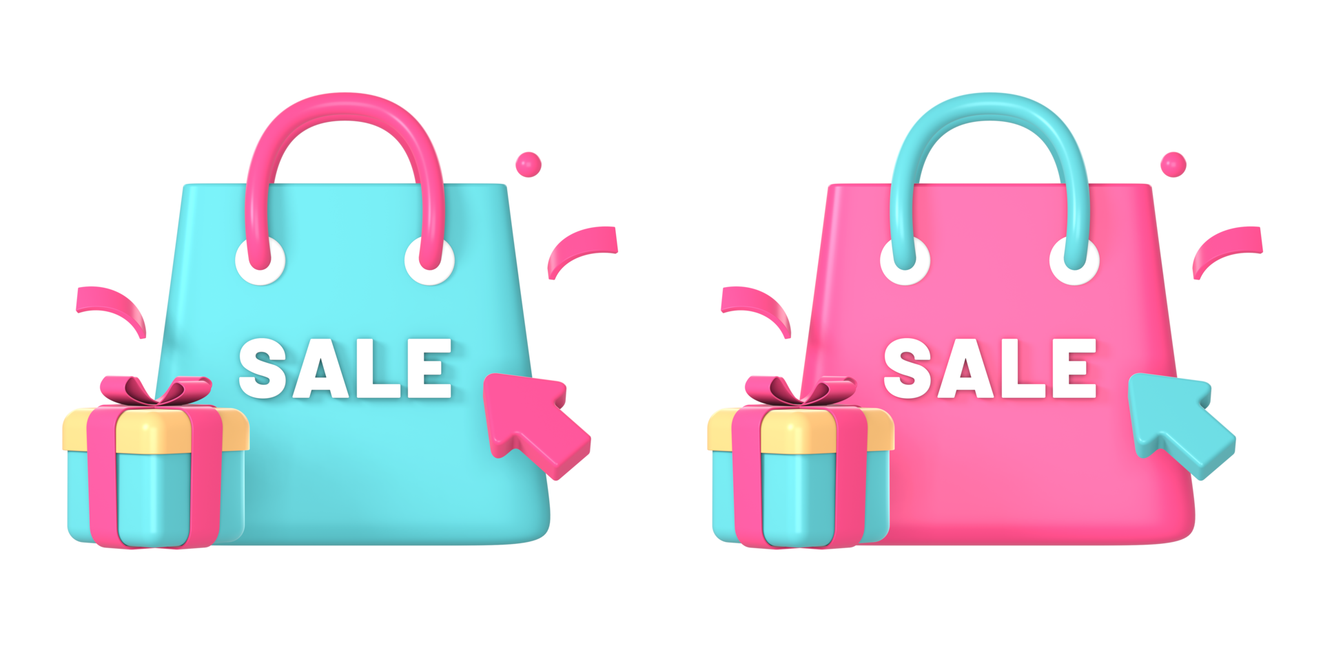 3d shopping bag with big sale gift icon illustration for UI UX web mobile apps social media ads design png