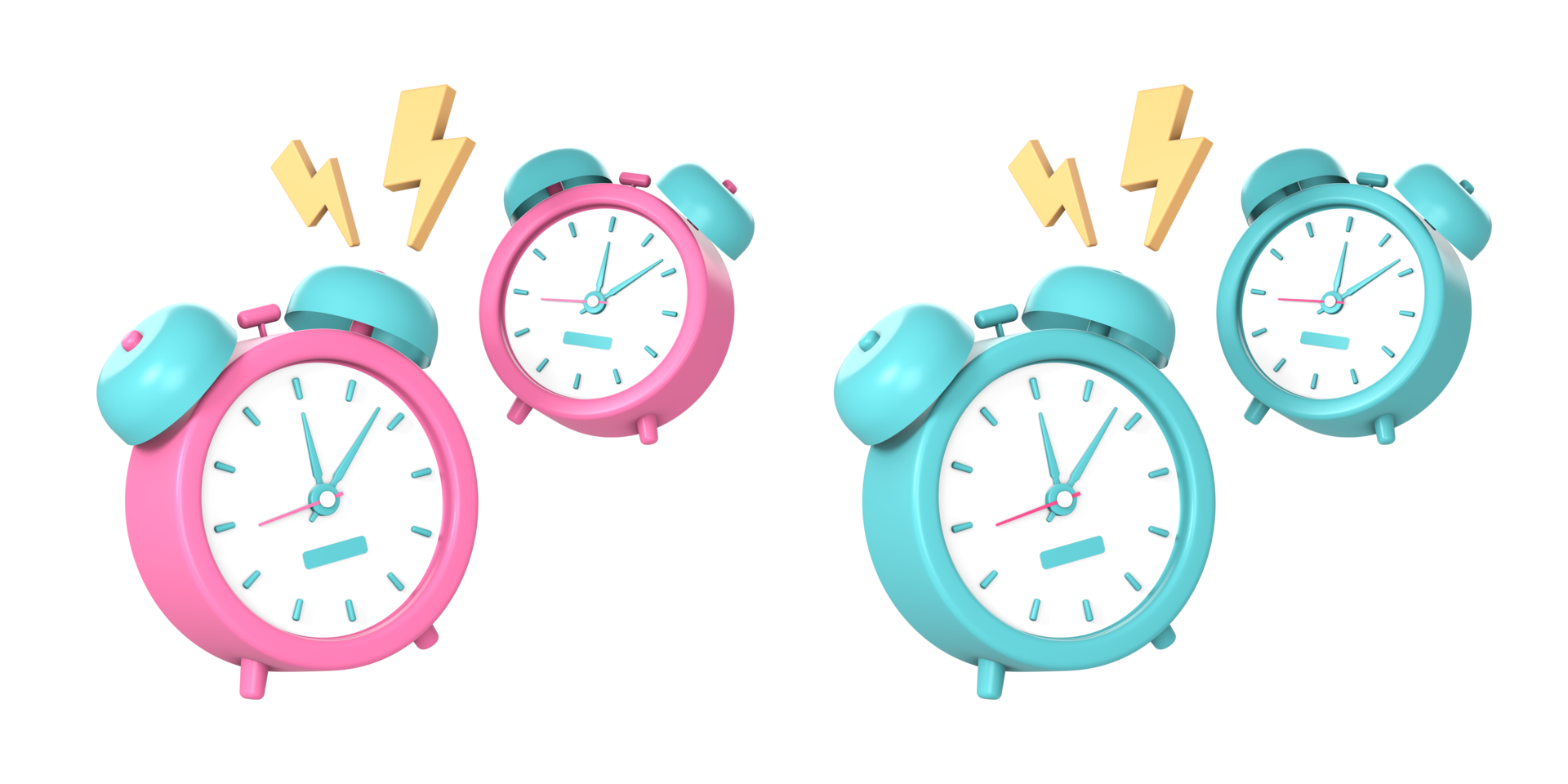 3d alarm clock or time reminder with flash notification icon illustration for UI UX web mobile apps social media ads png