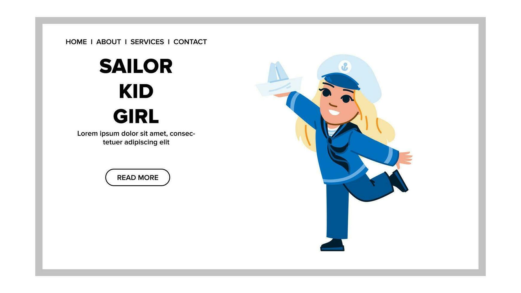 travel sailor kid girl vector