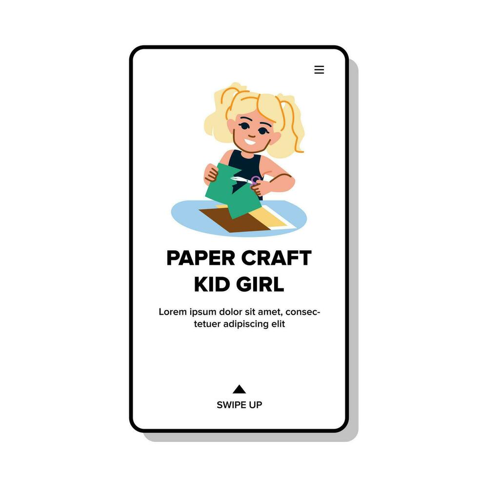 activity paper craft kid girl vector