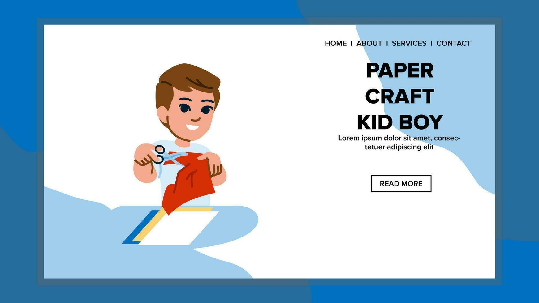 child paper craft kid boy vector