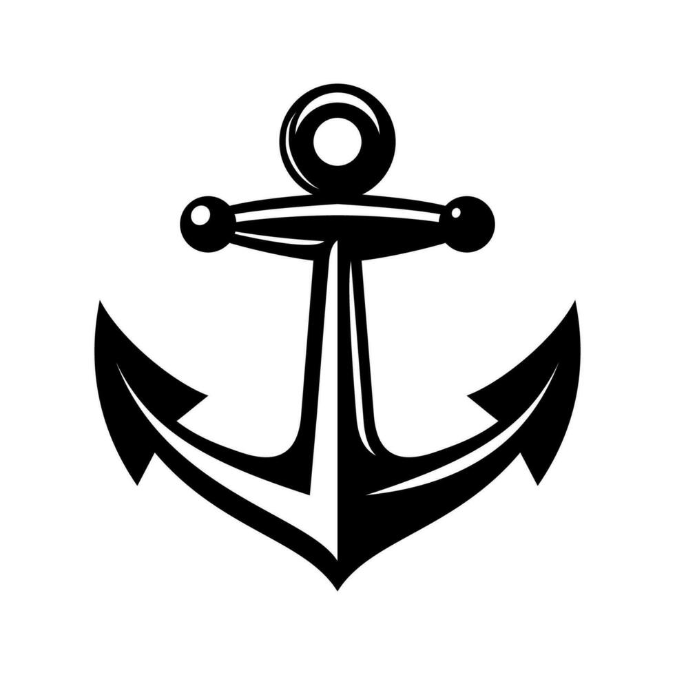 monocromo mar ancla icono. náutico buque amarradero aparato, tradicional Embarcacion accesorio. silueta marina equipo. Armada, Oceano flota, puerto vector ilustración