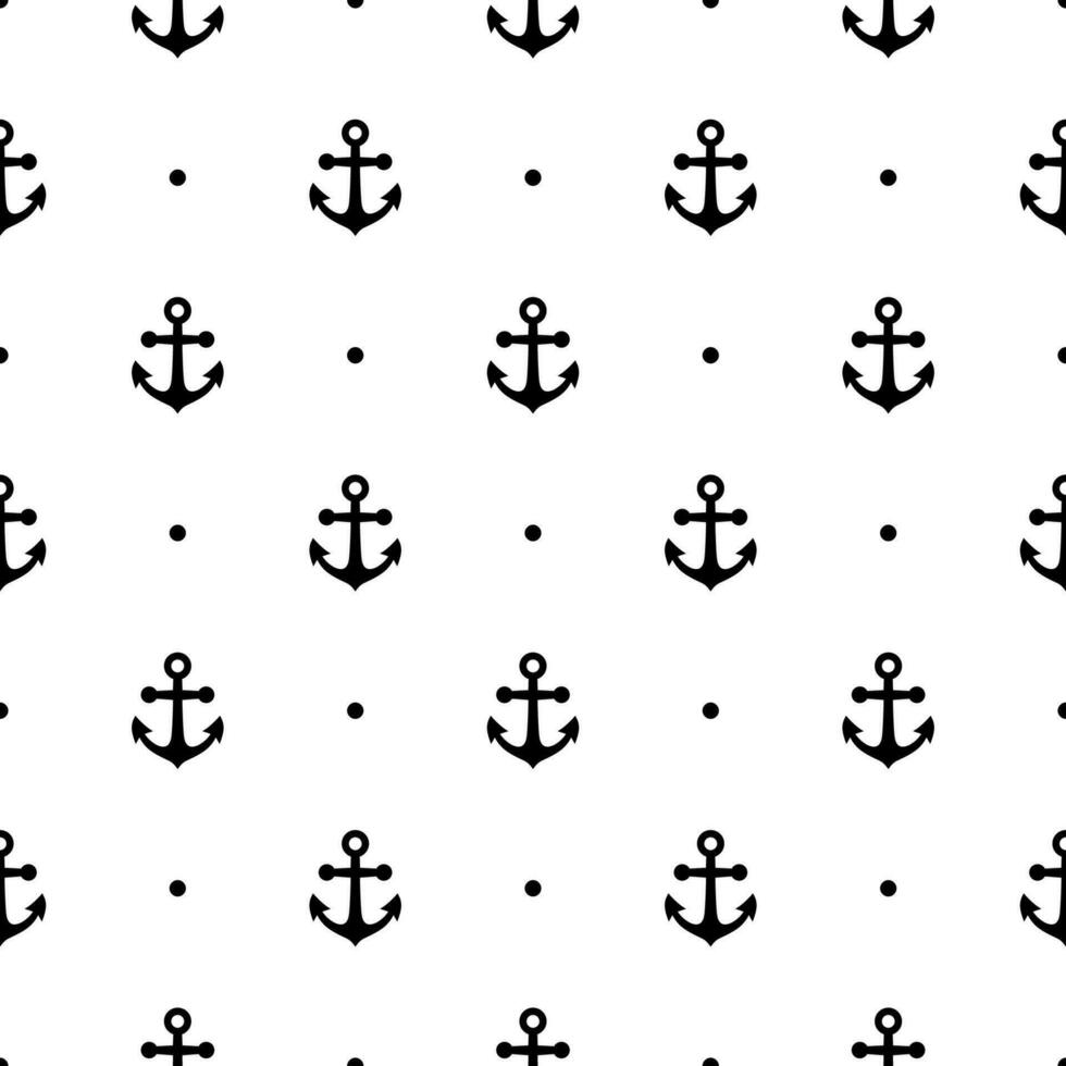 Ship anchors cute marine seamless pattern. Nautical vessel mooring appliance, Traditional ship accessory. Navy, ocean fleet, harbor background vector illustration