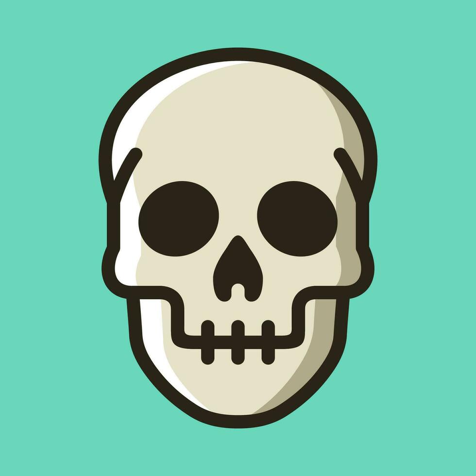 Skull line flat icon, Human skeleton head. Death, pirate and danger symbol. Vector illustration