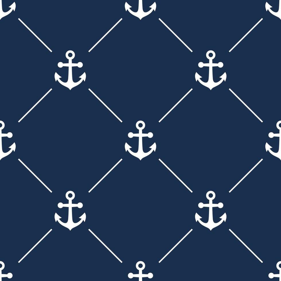 Ship anchors cute marine seamless pattern. Nautical vessel mooring appliance, Traditional ship accessory. Navy, ocean fleet, harbor background vector illustration