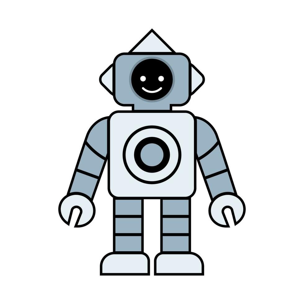 contento gracioso dibujos animados infantil robot línea iconos máquina tecnología ciborg futurista humanoide personaje mascota. Ciencias robótico, androide simpático personaje, robótico tecnología vector ilustración