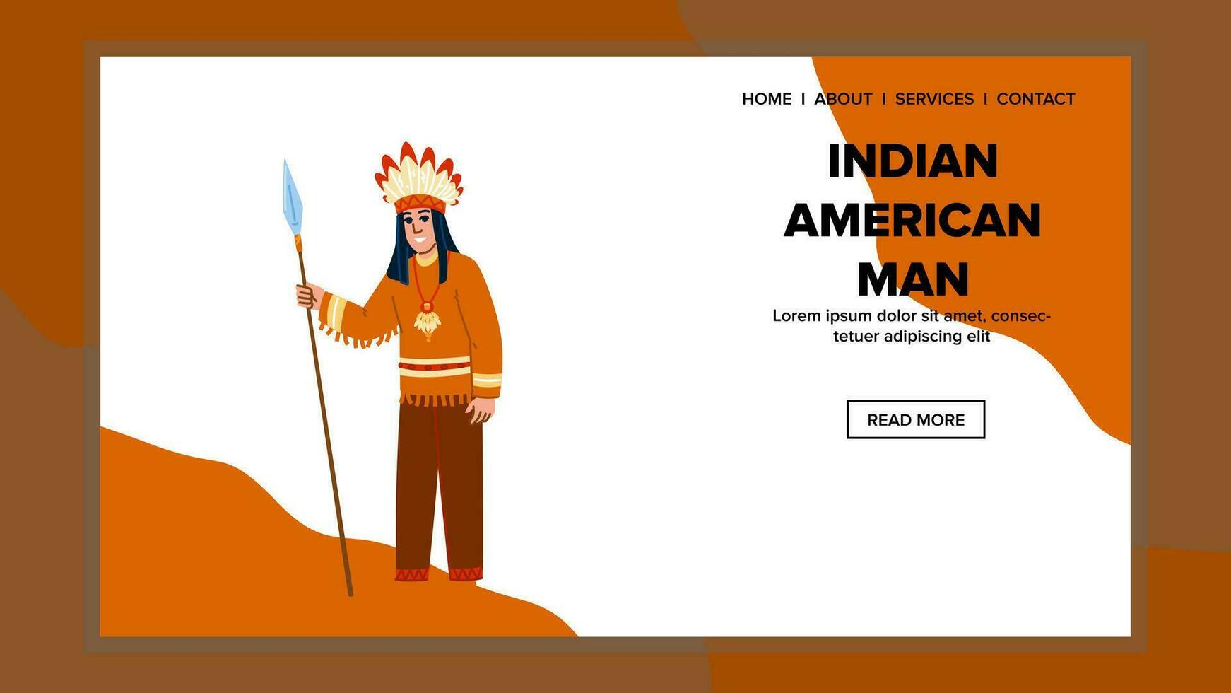 indígena indio americano hombre vector