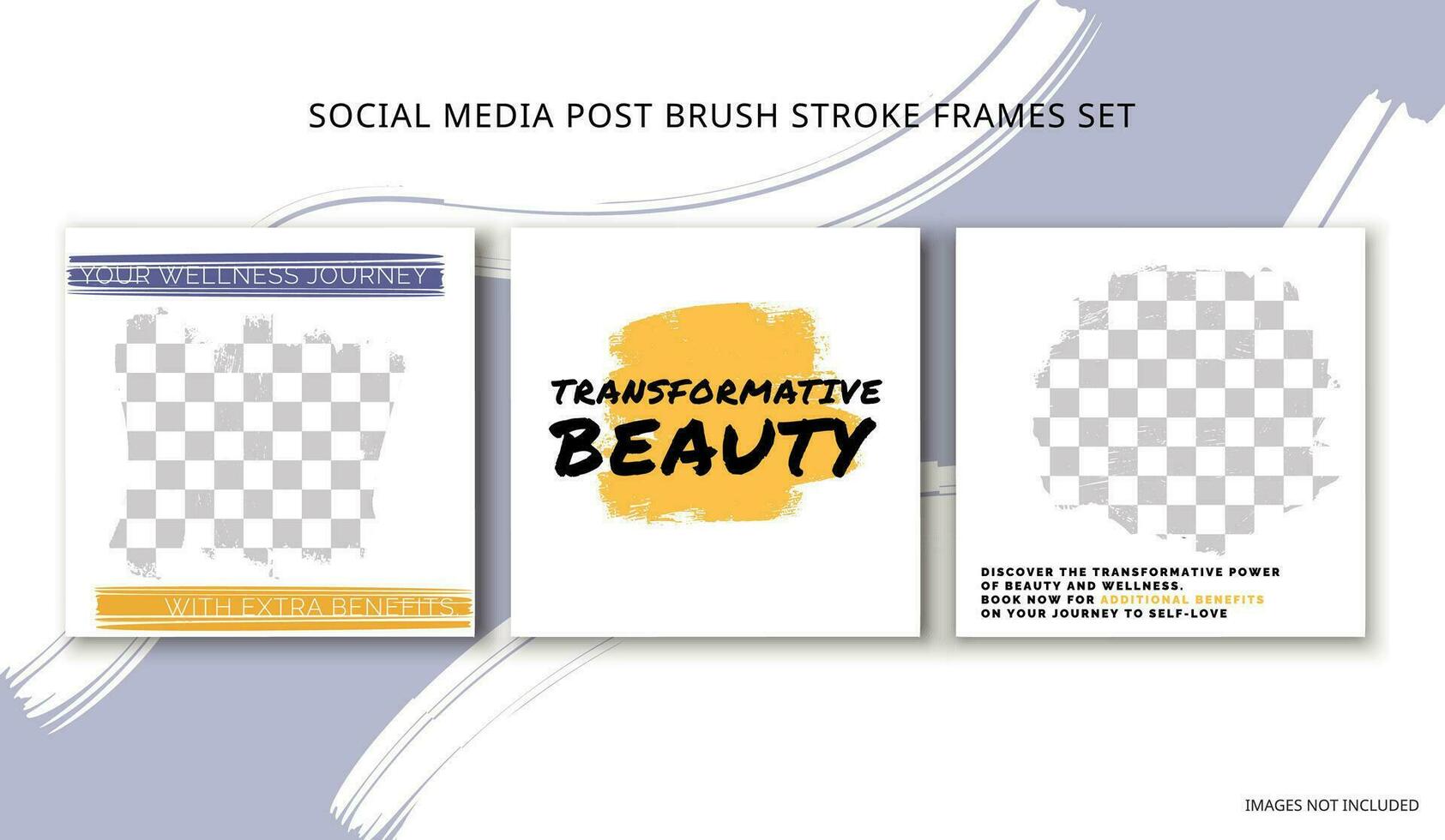 Textured brush stroke frames template set for social design vector