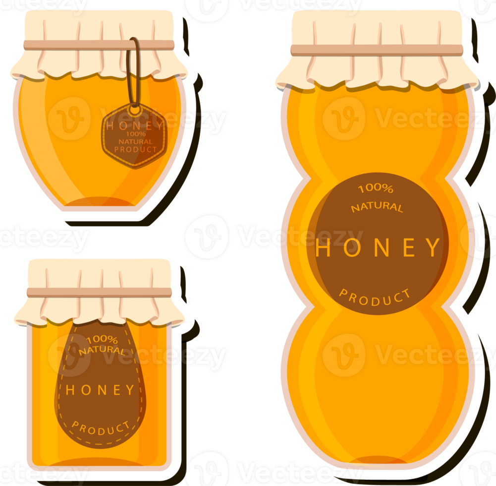 Illustration on theme sugary flowing down honey in honeycomb with bee png