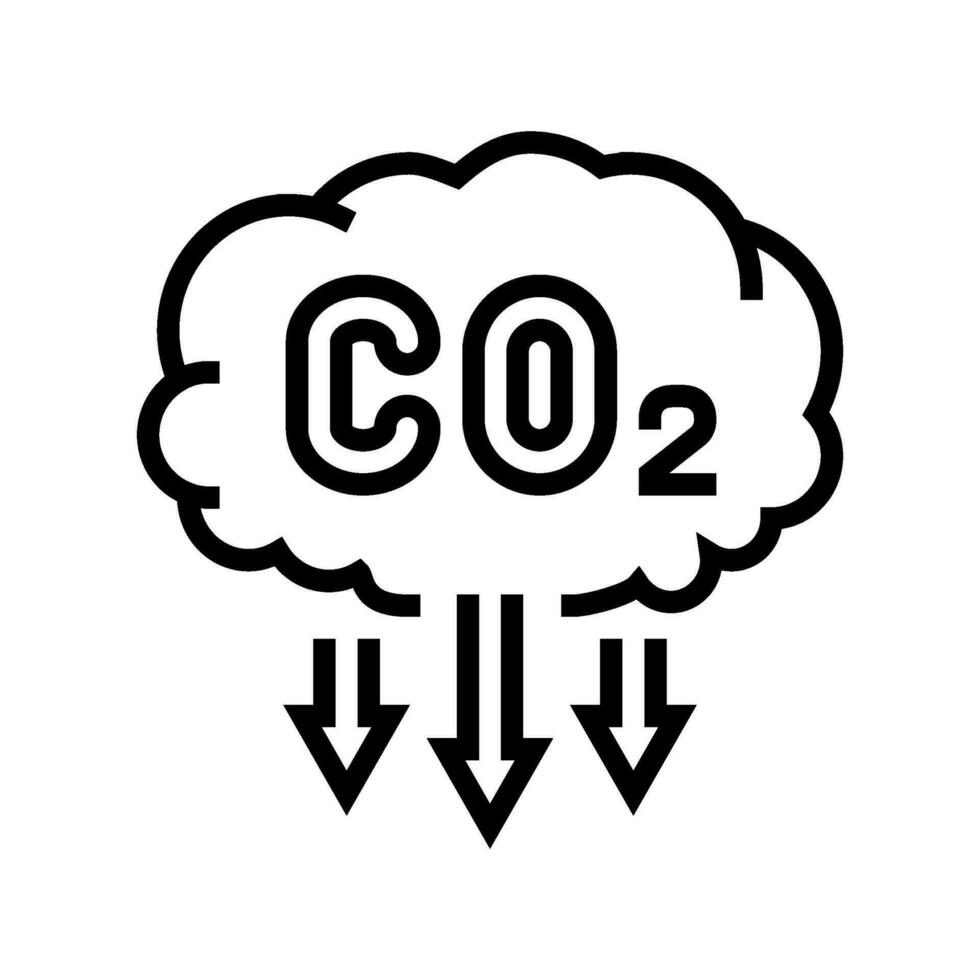 emisión reducción carbón línea icono vector ilustración