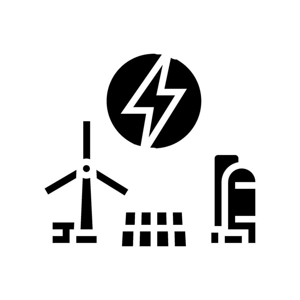 limpiar energía producción carbón glifo icono vector ilustración
