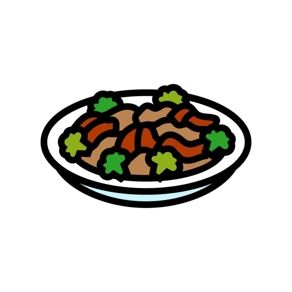 beef and broccoli chinese cuisine color icon vector illustration