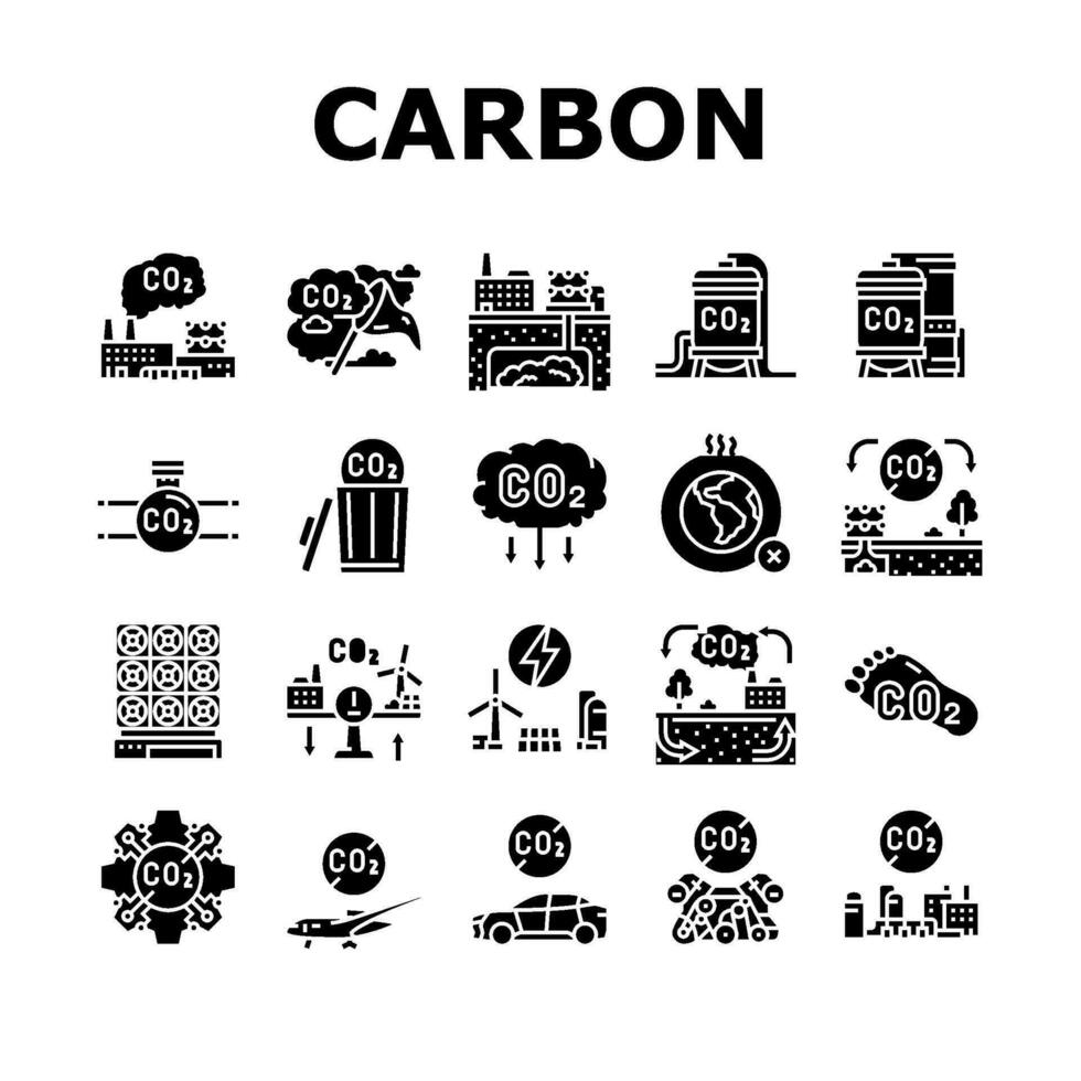 carbón capturar co2 almacenamiento íconos conjunto vector