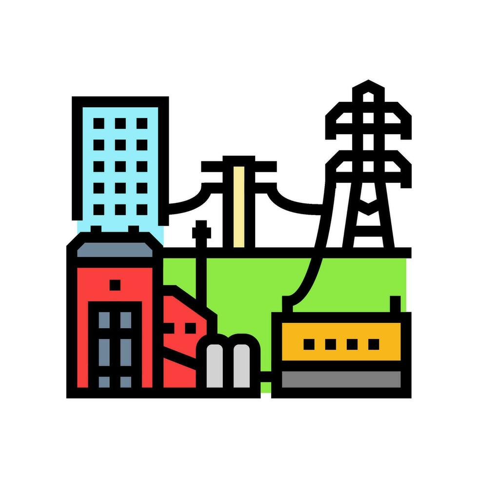 power grid biomass color icon vector illustration