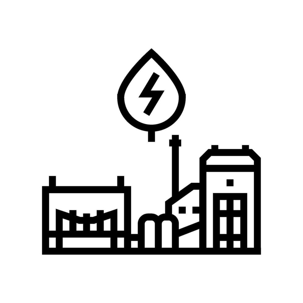 energía planta biomasa línea icono vector ilustración