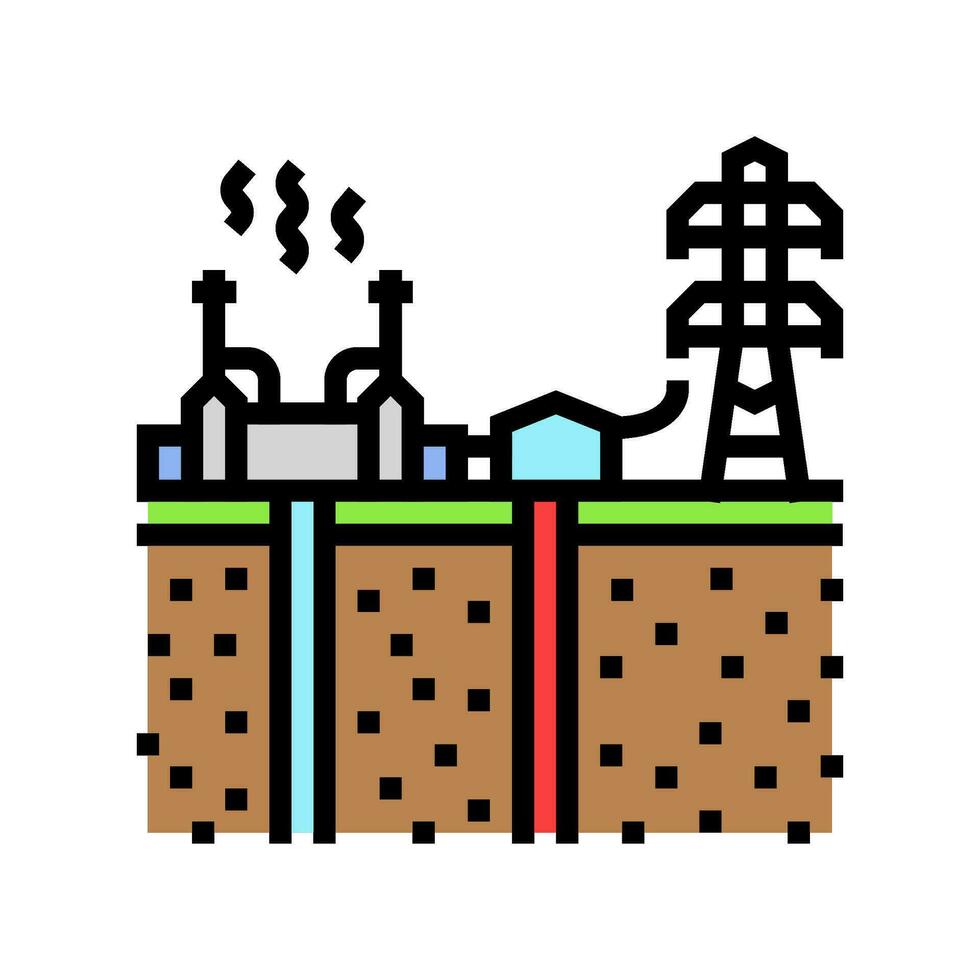 power grid geothermal energy color icon vector illustration