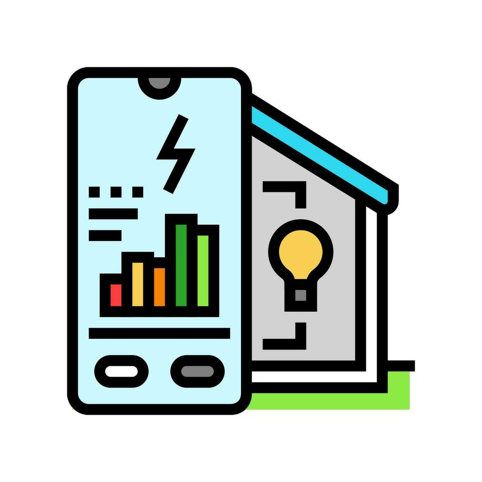 home monitor energy conservation color icon vector illustration