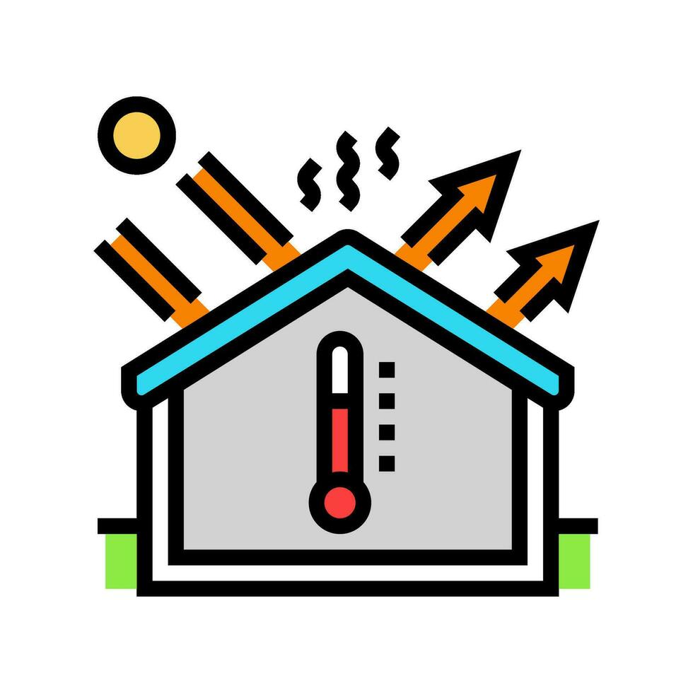 reflective roofing energy conservation color icon vector illustration