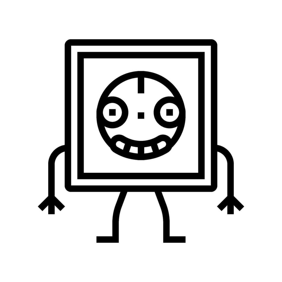 electrical socket character line icon vector illustration