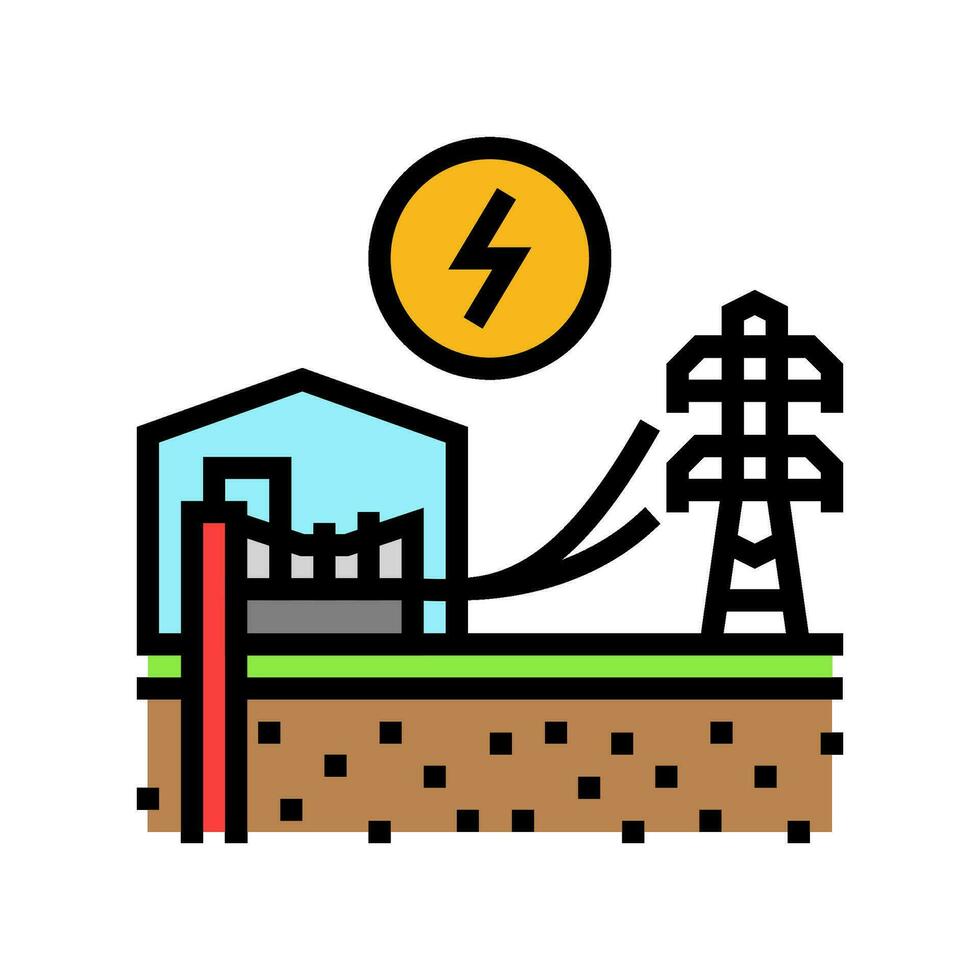 power station geothermal energy color icon vector illustration