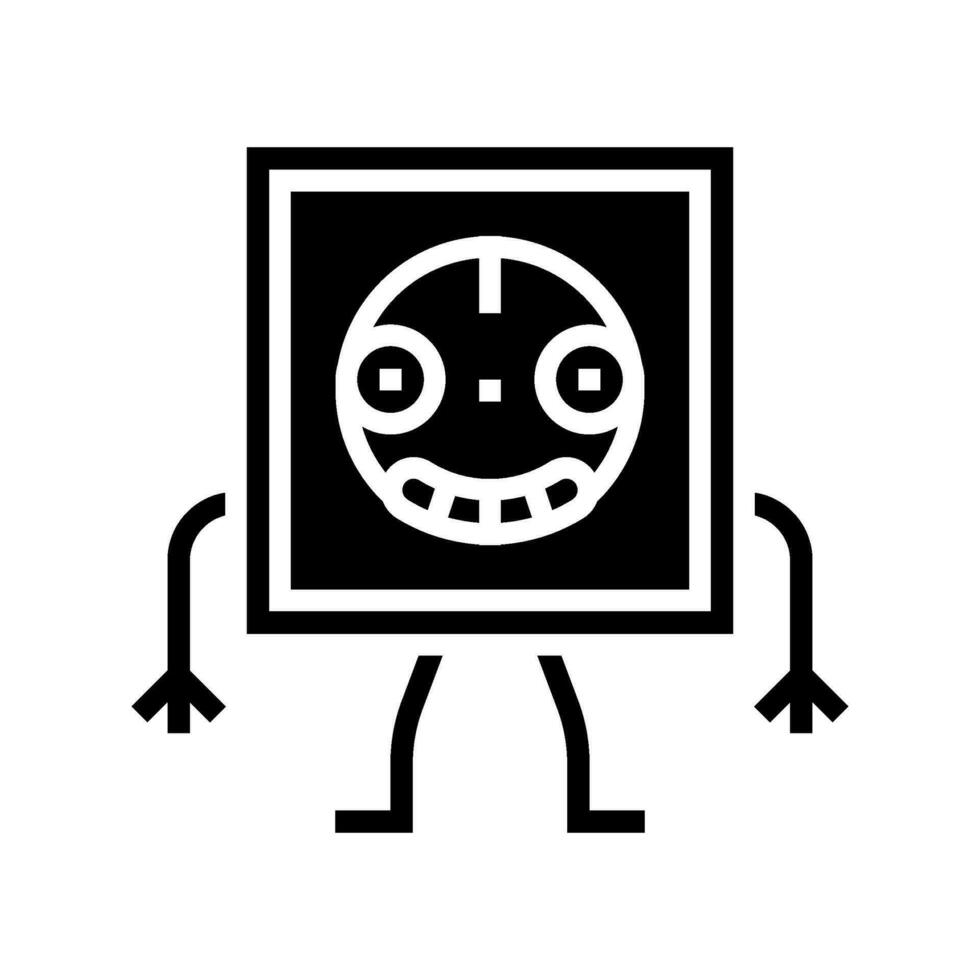 eléctrico enchufe personaje glifo icono vector ilustración