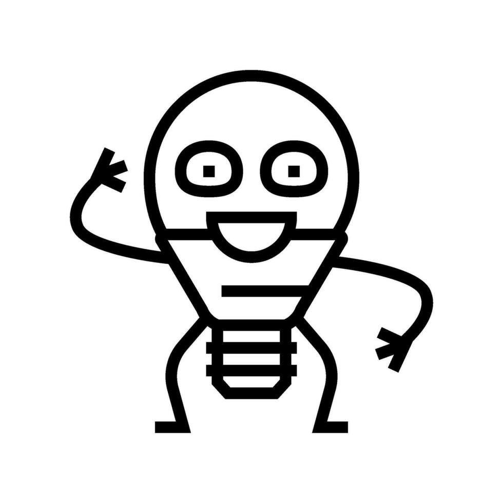 light bulb character energy line icon vector illustration