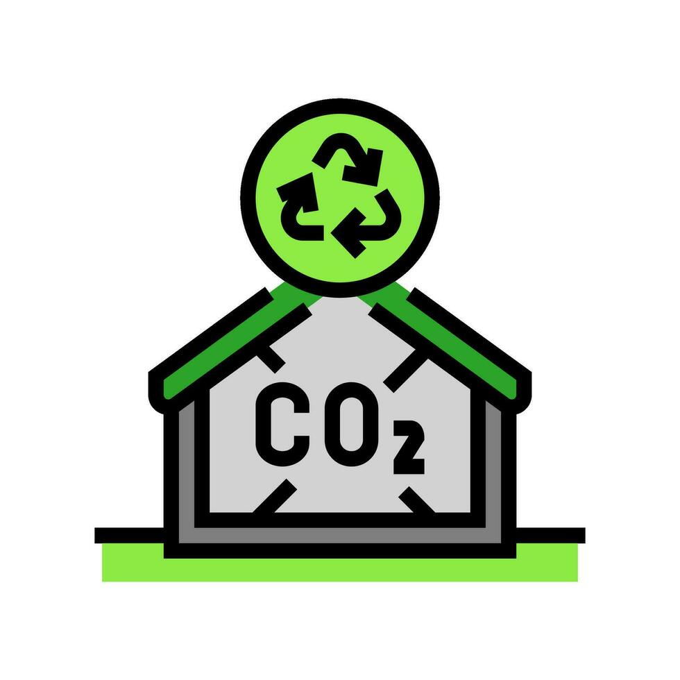carbon neutral building green color icon vector illustration