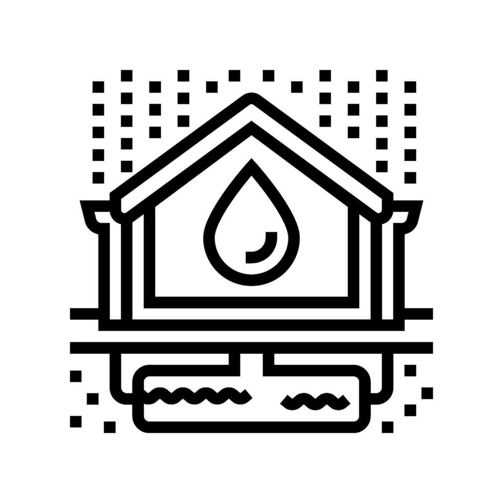 rainwater harvesting green building line icon vector illustration