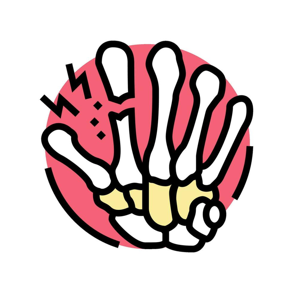 fracture hand bones osteoporosis color icon vector illustration