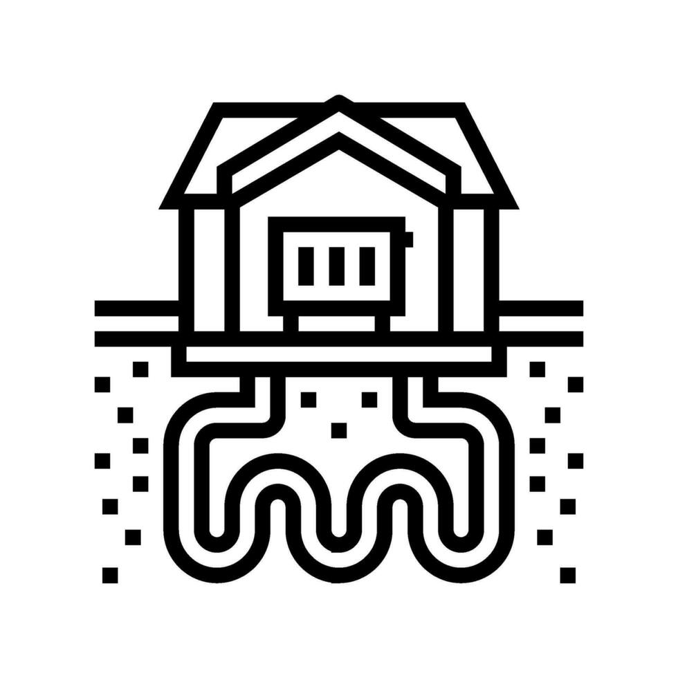 heat recovery system geothermal line icon vector illustration