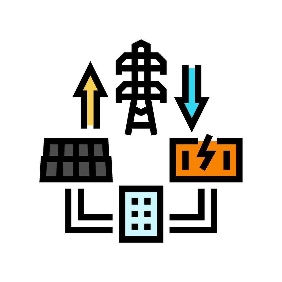 microgrids electric grid color icon vector illustration