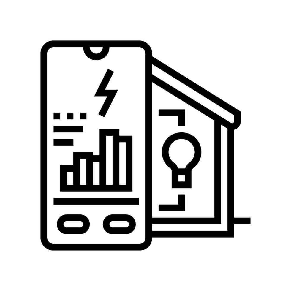 home monitor energy conservation line icon vector illustration