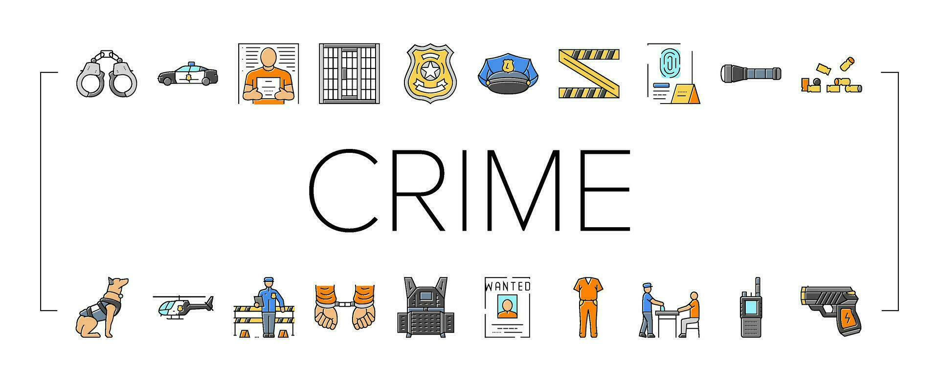 crime scene police evidence icons set vector