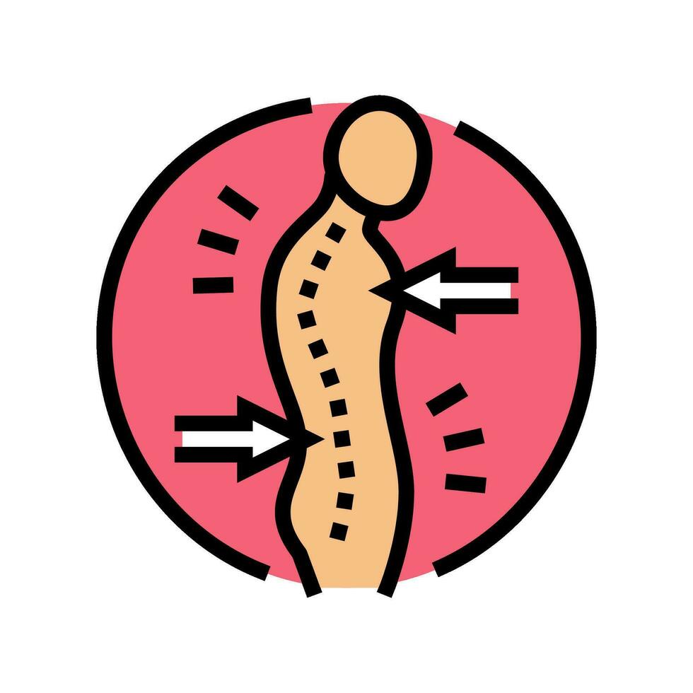 encorvado postura osteoporosis síntoma color icono vector ilustración