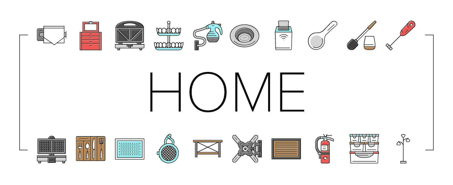 home interior accessories design icons set vector