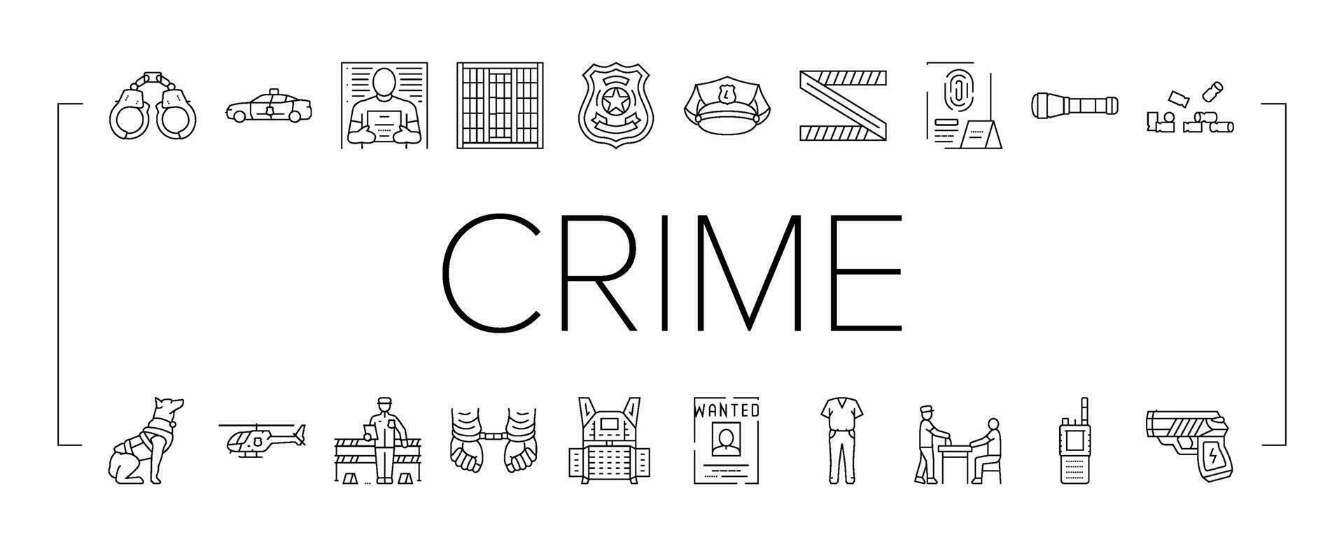 crime scene police evidence icons set vector