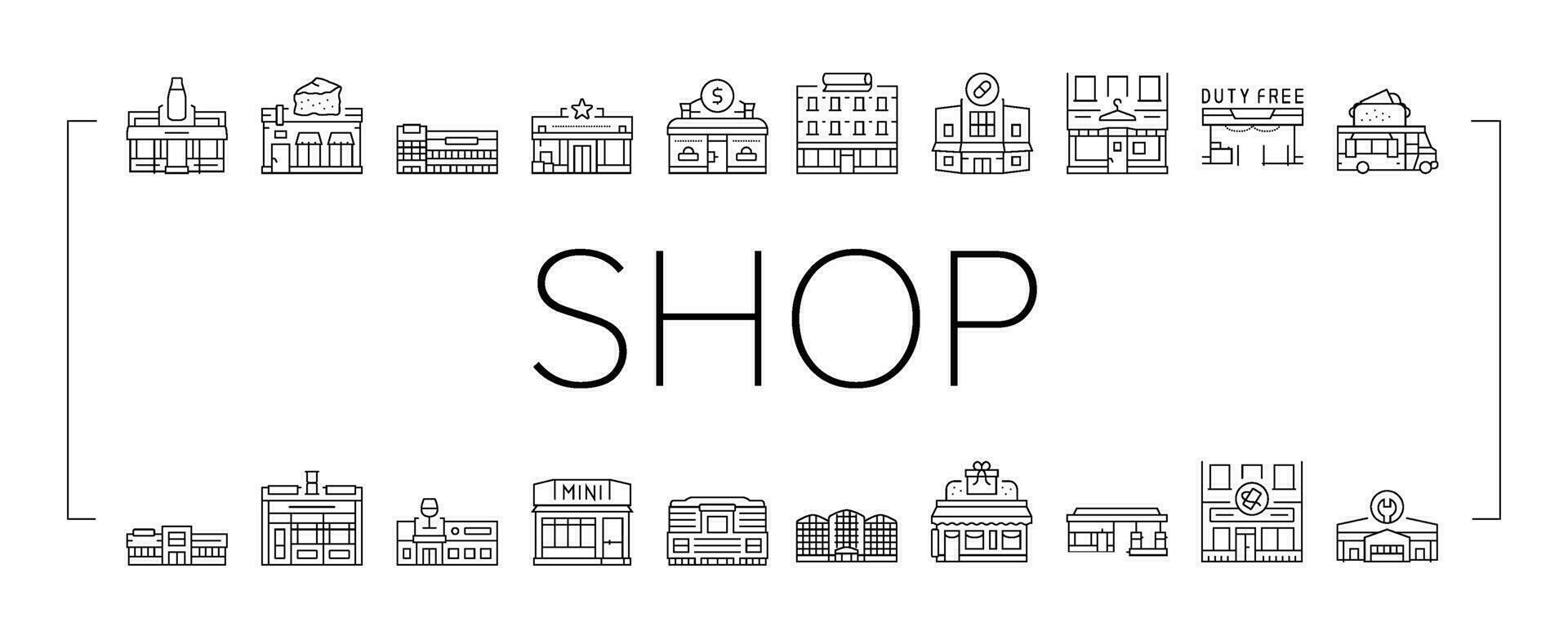 store shop retail web cart icons set vector