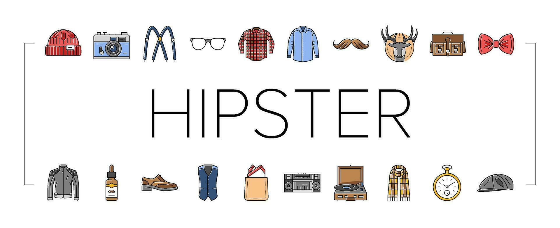 hipster retro vintage old style icons set vector