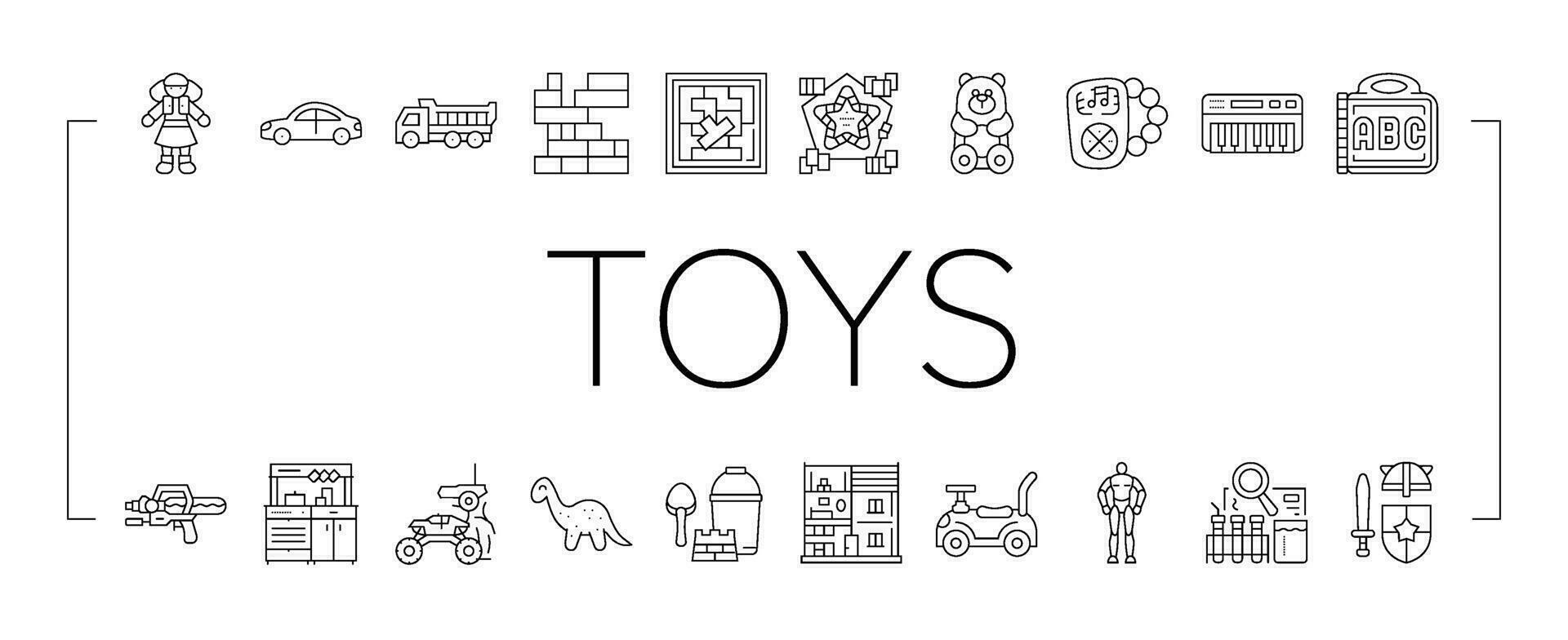 toy baby child game play icons set vector