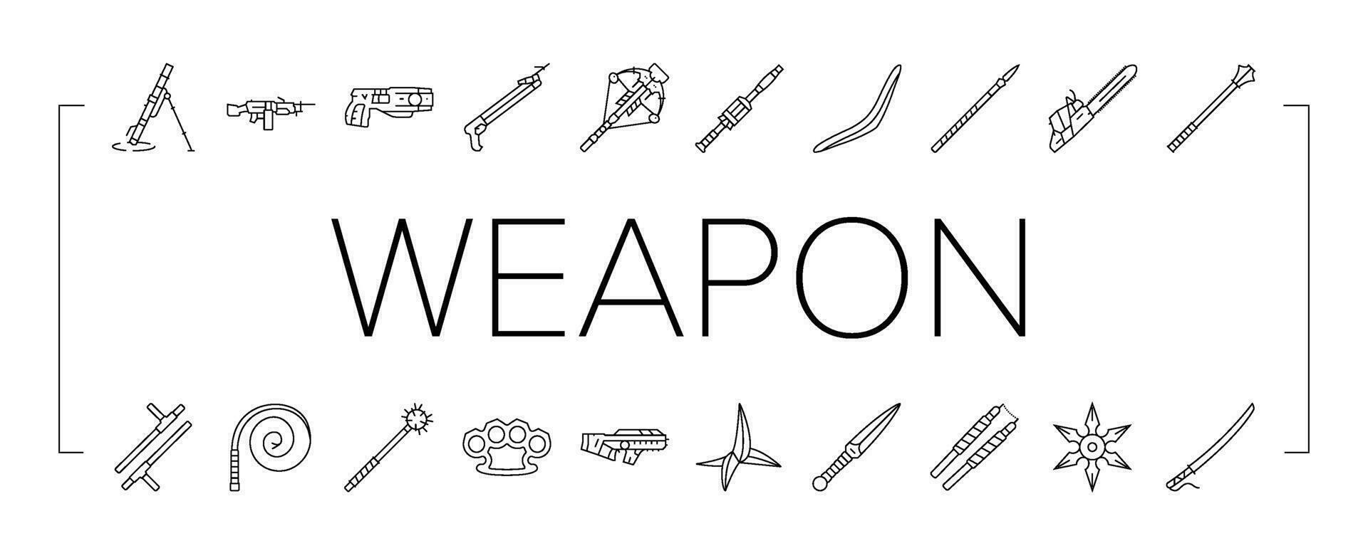 weapon gun game knife war icons set vector