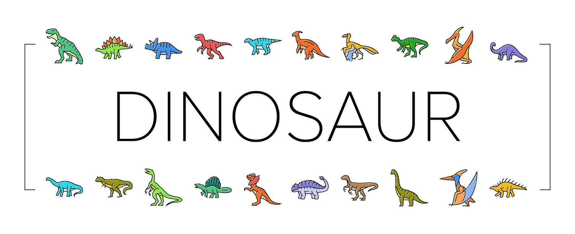 dinosaur dino animal cute icons set vector