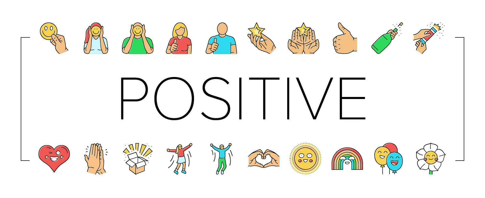 positive mood happy smile icons set vector