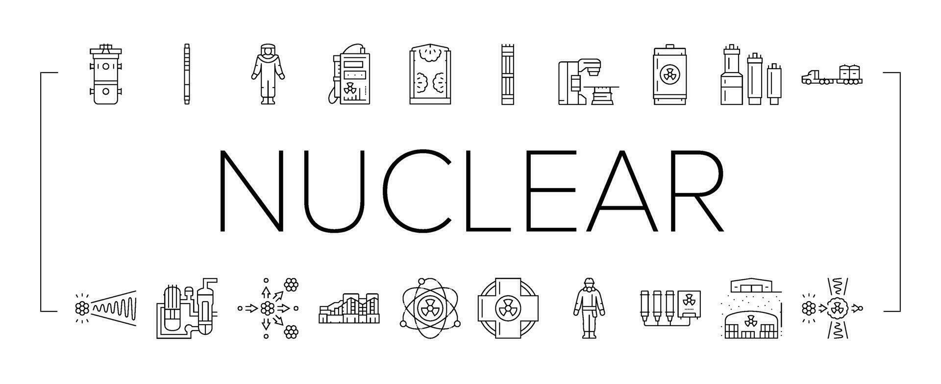 nuclear engineer energy power icons set vector