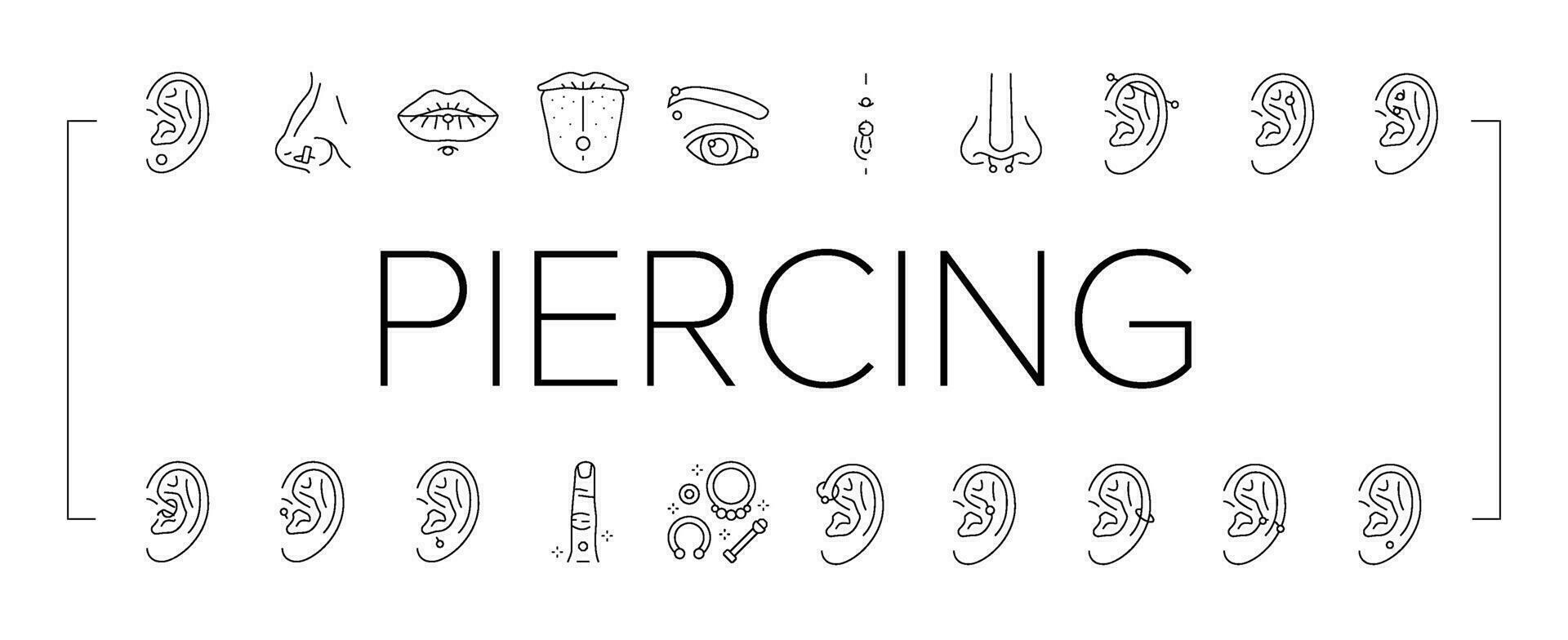 piercing fashion beauty earring icons set vector